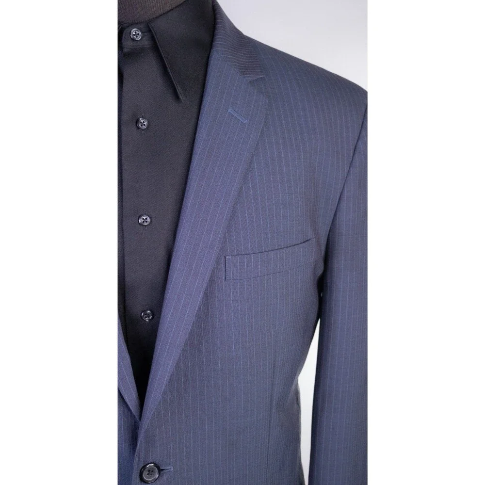 Joseph Jos. A. Bank Blazer Sport Coat Sz 44L Striped Blue Wool Two Button Jacket